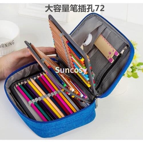 Autcarible Matte Cloth 72 Slots Empty Pencil Case Handbag Multi-Layer Simple Large Capacity Stationery Bag