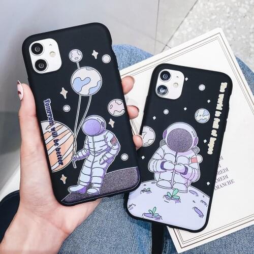 For iPhone 12 iPhone Case Astronaut Space For iPhone 11 Pro X XS MAX XR 7 8 Plus SE 2020 Soft TPU Back Cover Coque Capa