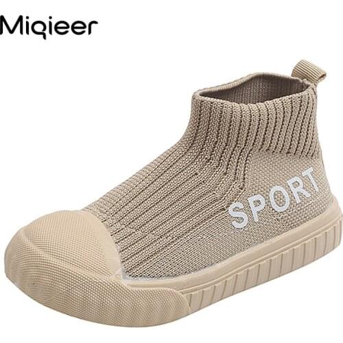 Childrens Sneakers Autumn Girl Boys Knitting Breathable Slip-On Kids Baby Toddler Casual Sports Shoes Ankle Boot Tenis Infantil