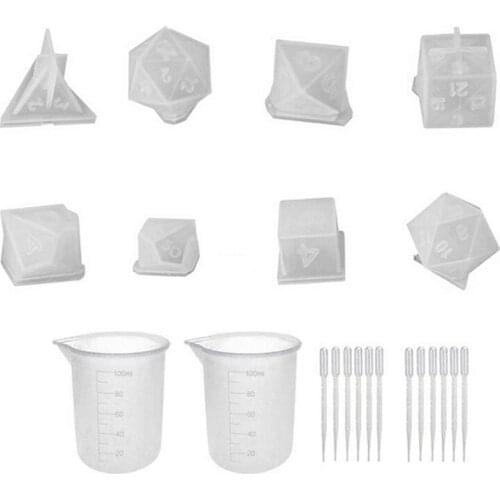 DIY Crystal Epoxy Resin Dice Mold Fillet Shape Multi-spec Digital Game High Mirror Mold Silicone Mould Jewelry Making Accessory