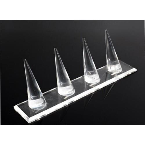 Hot sale 4 Bits Conical solid Finger Cone Fingertip Display stand Holder Rings Acrylic Display Showcase rack Jewelry Organizer