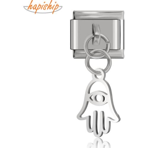 Hapiship 9mm Width Original Daisy Cutting Polishing Eye Hand Italian Charm Fit 9mm Bracelet Stainless Steel Jewelry Making DJ103