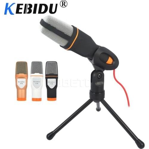 Kebidu New 3.5mm Audio Wired Stereo Condenser SF-666 Microphone With Holder Stand Clip For PC Chatting Singing Karaoke Laptop