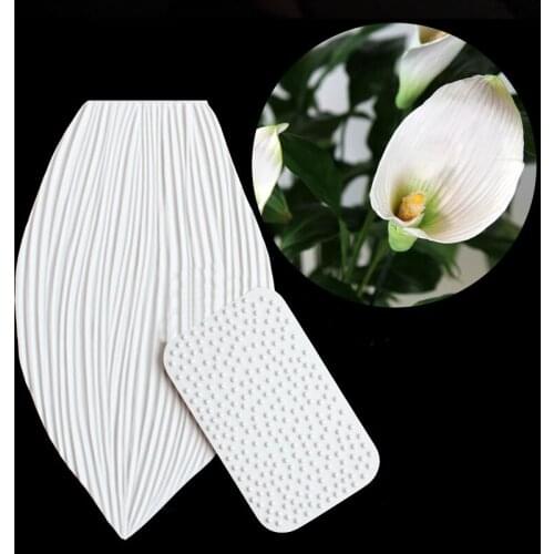 2pc Flower Lily & Tulip Leaf Vein & Texture Set fondant Silicone mold cake decorating tools chocolate gumpaste mold