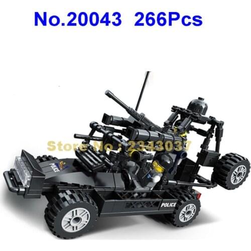 20043 266pcs Urban Swat Police Desert Tactical Assault Vehicle Building Blocks 3 Dolls Toy