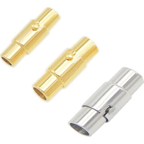 2pcs/lot Stainless Steel Magnetic Clasps With Safe Snap Lock Fit 2~10mm Leather Cord Bracelet Connectors Diy Jewelry Making