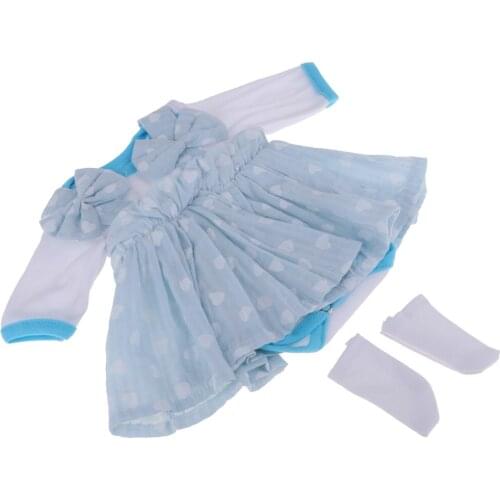 Lovely Doll Romper Dress Gown and Socking for 17-18 inch Baby Reborn Dolls Garment