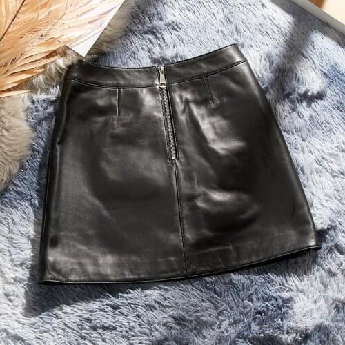 Fashion High Quality Womens Summer Skirts 2021 Real Sheepskin Leather Skirts Slim Female Mini Skirt Faldas Cortas Zjt2441