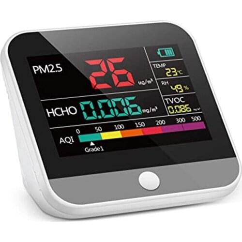 Air Quality Pollution Monitor, Tester for PM2.5 FormaldehydeAQI Temperature & Humidity Indoor Detector for Home/Office