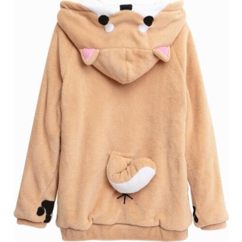 Cartoon winter Hoodies corgi Husky dogs Harajuku lovely lovers Clothing men women Adults Clothes Sweatshirt Hoodie Plush Top
