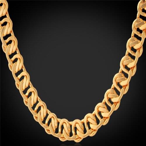 Kpop Men Chain yellow Gold Color Necklaces Fashion Jewelry High Quality 55CM Long 8MM Wide Necklace For Men N075