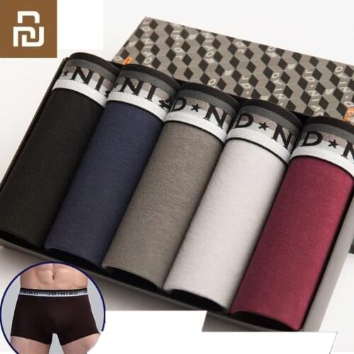 Xiaomi 5Pcs/Lot Men Underwear Cotton Boxer Mens Solid color Underpants Breathable Mens Cartoon Panties Boxershorts Man Boxer