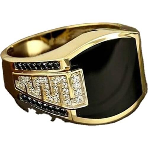 Men Ring Fashion Ring Punk Style Creative Gold Color Ring Inlaid Zircon Motor Biker Party Hip Hop Jewelry Surprise for Boyfriend