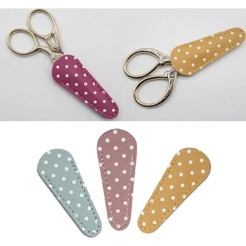 Set of 3 Protective Cases for Sewing Scissors with PU Leather Embroidery