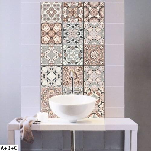 Arabic Style Wall Tile Sticker Home Decor DIY Self-adhesive Wallpaper Vinyl Mural Decals Living Room Kitchen Bathroom Decoration