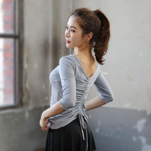 New Womens Yoga T-Shirts Elastic Gym Sportswear Mid-Sleeve Comfortable Dance Suits Body Clothes Slim Korean Skin-Friendly Tops
