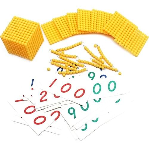 Montessori Educational Bank Games Math Yellow Beads with Digitals Cards Toys for Children Early Learning Eudcation Unisex Baby