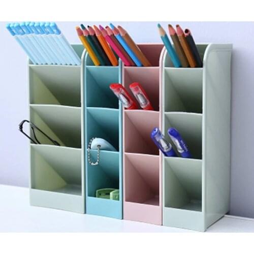 Solid Large Capacity Desk Pen Holder Pencil Makeup Storage Box Desktop Organizer Stand Case School Office Stationery Supplies