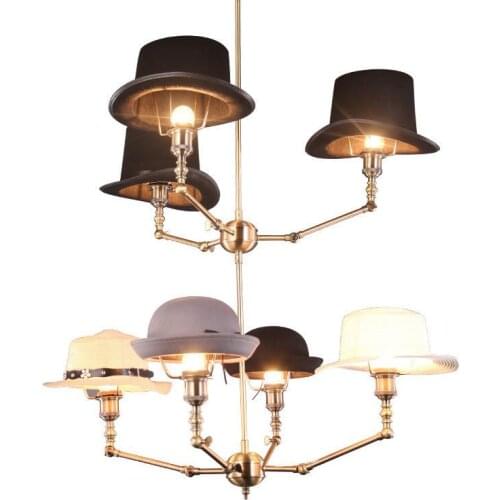 Villa hall hanging cap pendant Lighting Individuality Fashion Lovely Hat Led Hanging Lamp For Bedroom Cafe Living Room light