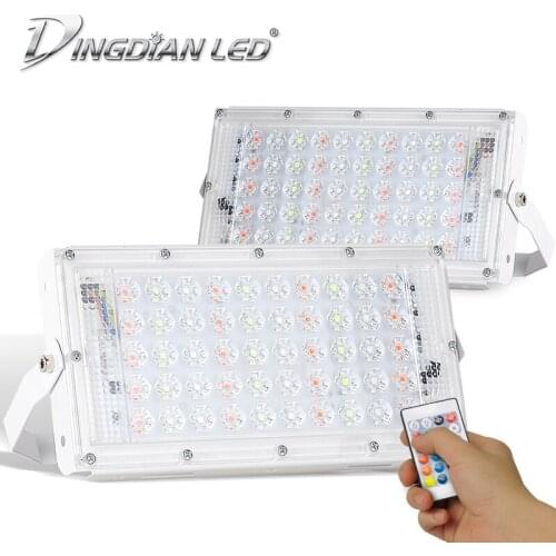 Remote Control LED Flood Light 50W AC220V RGB Waterproof Colorful IP66 RGB Spot Flood Light Brightness Mordern Outdoor Lightings