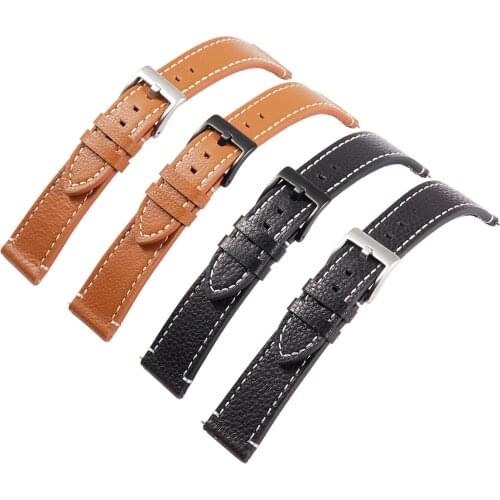 Genuine Leather Watchbands Bracelet Black Brown Cowhide Watch Strap For Women Men 18mm 19mm 20mm 21mm 22mm Wrist Band
