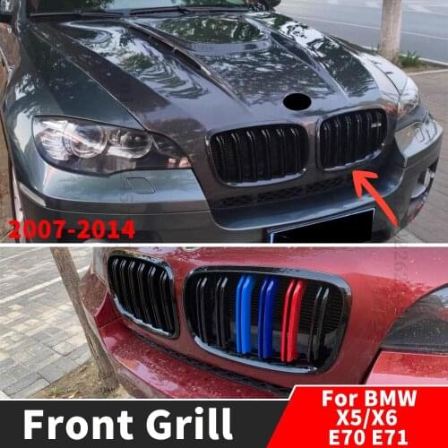 Kidney Inlet Grille Middle Mesh Front Grille Racing Grill Body Kit Trim Facelift For BMW X5/X6 E70 E71 2008 2010 2012 2007-2014