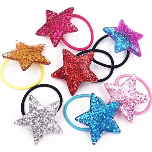 1Pcs Cute Shining Heart-shaped Star Girls Hairbands Elastics Hair Bands Hair Accesorios Women Rubber Bands Ponytail Holder