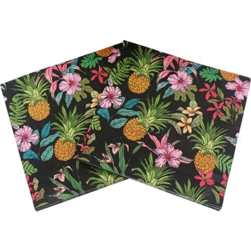 20Pcs/Set Napkins Paper Flower Pineapple Pattern Decoupage Napkin Paper Tissue for Xmas Wedding Decor Party Table Supplies Hot