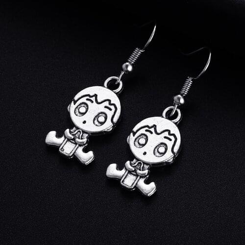 Trendy Vintage Cute Kid Shape Dangle Earrings for Women Girl Retro Drop Earrings Cute Small Object Earring Jewelry Bijoux