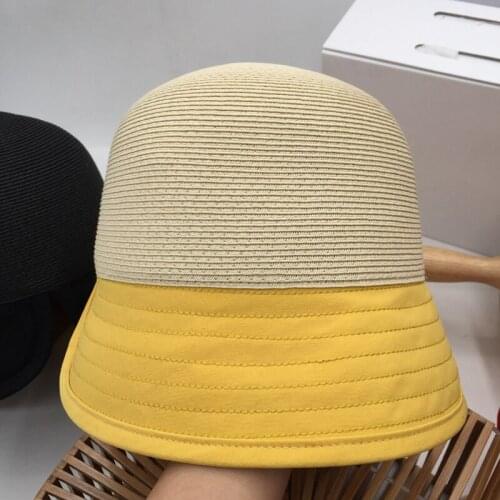 New summer sun block face han edition bump color bucket hat fisherman straw hat shop female small sun hat brim hat