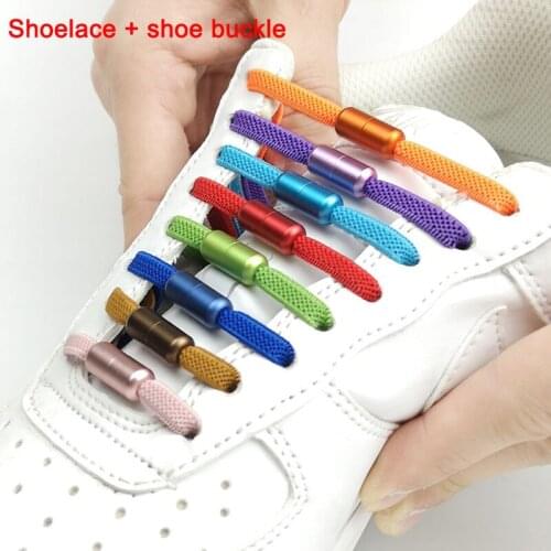 15 Colors shoe laces non-tying shoelaces color metal capsule buckle flat shoelaces pink shoe laces shoe accessories