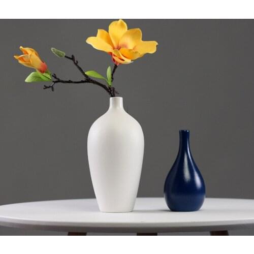 Nordic Ceramic Vase+Fake Flower Ornaments Home Livingroom Desktop Furnishing Crafts TV Wine Cabinet Store Figurines Decoration