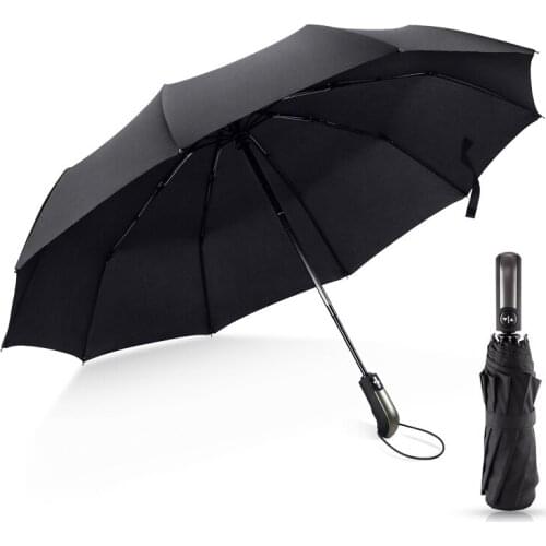 Wind Resistant Folding Automatic Umbrella Rain Women Auto Luxury Big Windproof Umbrellas Rain For Men Black Coating 10K Parasol