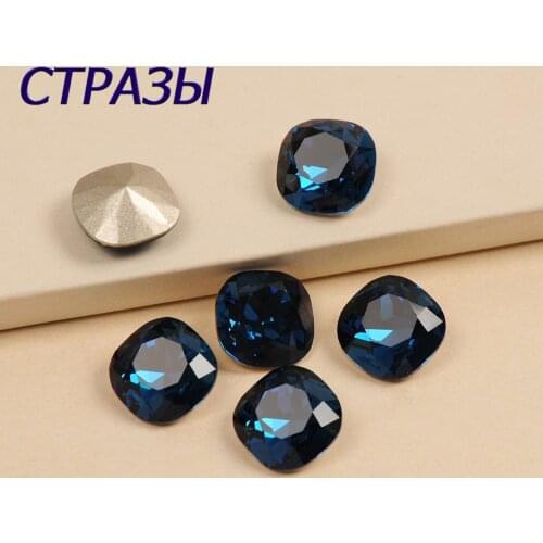 Cushion Cut Strass 4470 Montana Rhinestones Glue On Flatback Pointed Stones Strass For DIY Crafts Jewelry Making