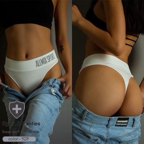 Women Letter Sport G-String Thongs Soft Cotton Seamless Womens Panties Briefs Low Rise Sexy Lingerie Female Fashion Underwear