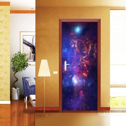 Door Decoration Wallpaper 3D Starry Sky Pattern Wall Stickers for Living Room Study Home Design Style Decoration Door Stickers