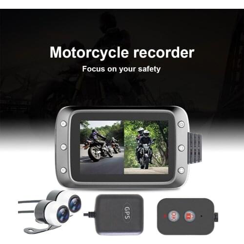 2021 New Motorcycle Dash Cam Camera Waterproof 1080p Dual Lens 140° Wide Angle 3" LCD Screen with Night Vision Loop Recording