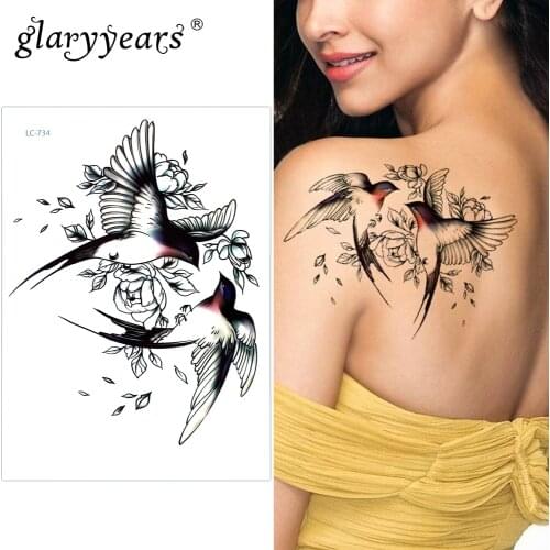 Glaryyears A Bit Big Arm Temporary Tattoo Sticker Sparrow Fake Tatoo Sleeve Flash Tatto Waterproof Body Art Women LC-734