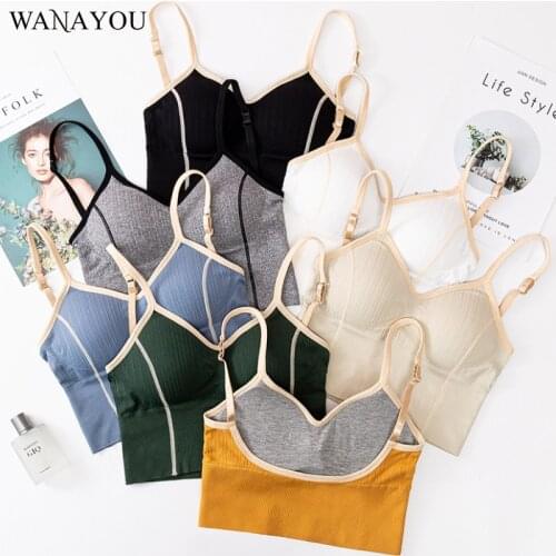 WANAYOU Yoga Shirt Women Sweat-absorbent Sports Bra Camisole with Chest Pad U-shaped Back Without Steel Ring Yoga Top Underwear