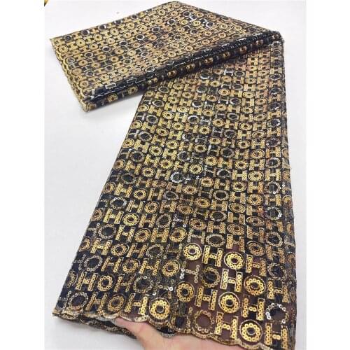 XIYA Organza Nigerian Sequins Net Lace 2021 High Quality African Tulle Mesh Aso Ebi Lace Fabric For Dress 5yards/lot 4133B