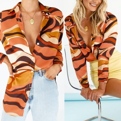 2021 Spring/Fall Collection Women Clothing Tops Zebra Striped Button Through Stand Collar Blouse