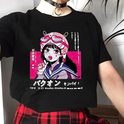 Manga Goth Female Anime Tshirt Tee Aesthetic Women T-shirt Punk Grunge Streetwear Ladies Gothic Top T Shirt Harajuku Clothes Y2k