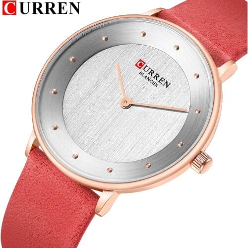 CURREN 9033 Red Watches For Women Ladies Dress Quartz Genuine Leather Wrist Watch Simple Classic Female Clock bayan kol saati