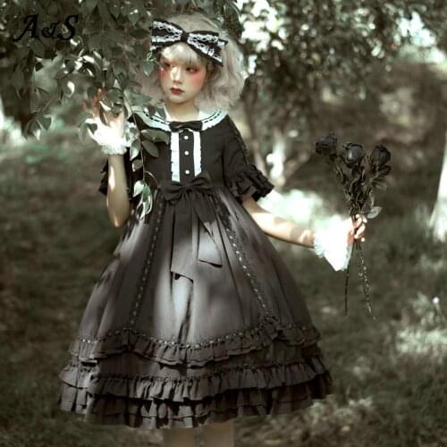 Anbenser Gothic Lolita Dress Women Victorian Medieval Black Princess Dresses Female Vintage OP Bow Dress COS Costume Plus SizeXL