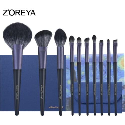 Zoreya 10pcs Starry Night Makeup Brushes Set Eye Shadow Powder Foundation Brush For Makeup Best Blending Concealer Cosmetic Tool
