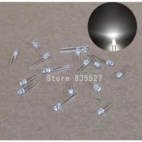 100pcs/lot 3mm white color water clear DIP Round LED light emitting diode short legs DIY lights LEDS Light Beads New original