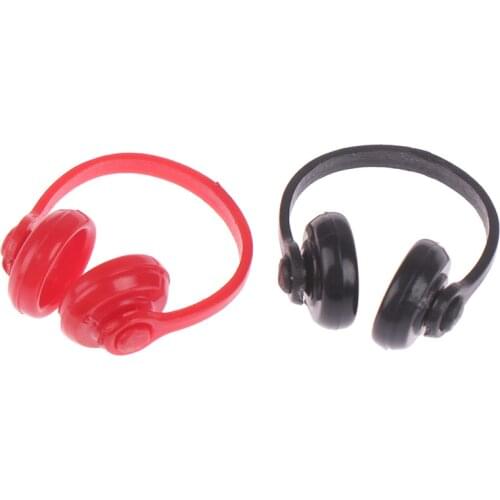 2Pcs 1/12 Headphone Doll House Decor Classic Toys For Child Kids Gift Dollhouse Miniatures Plastic Wireless Earphone
