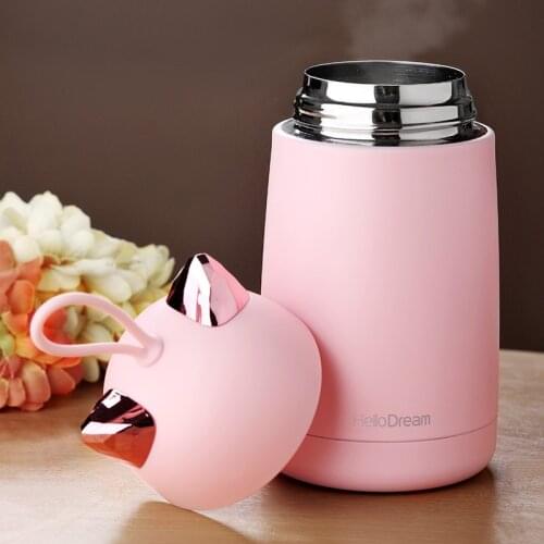 350ml Cute Cat Stainless Steel Vacuum Flask Cartoon Portable Kids Thermos Mug With Rope Travel Thermal Bottle Tumbler Thermocup