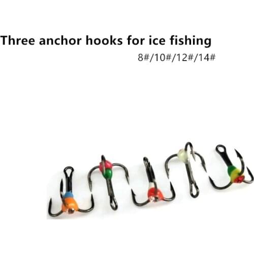 5Pcs 8# 10# 12# 14# Colorful High Carbon Steel Baits Sharp Three-jaw Hooks Lures Winter Outdoor Camping Ice Fishing Tackle Tools