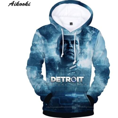 Aikooki Detroit Become Human 3D Hoodies Hot Games Detroit 3D Hoodie Mens Sweatshirts Cotton High Quality Tracksuits teenage Top
